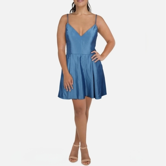 Blondie Nites Dresses & Skirts - Blondie Nites Satin Lace-up Fit & Flare Dress/ Jr's W/Pockets-*NWT $159!!